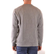 Sweat-shirt Paolo Pecora pour homme, en laine grise chinée à col rond et manches longues, orné de motifs géométriques géométriques, avec poignets et ourlet côtelés.