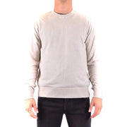 Pull Paolo Pecora pour homme, en maille beige clair côtelée, manches longues et col rond.