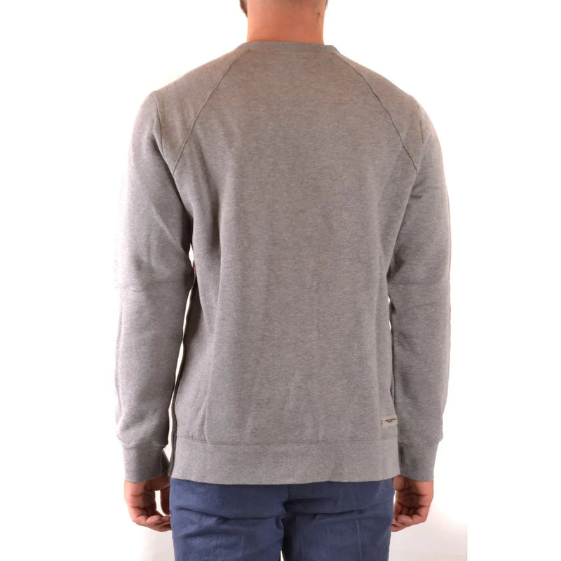Pull en laine Paolo Pecora pour homme, gris chiné, poignets et ourlet côtelés, vue de face
