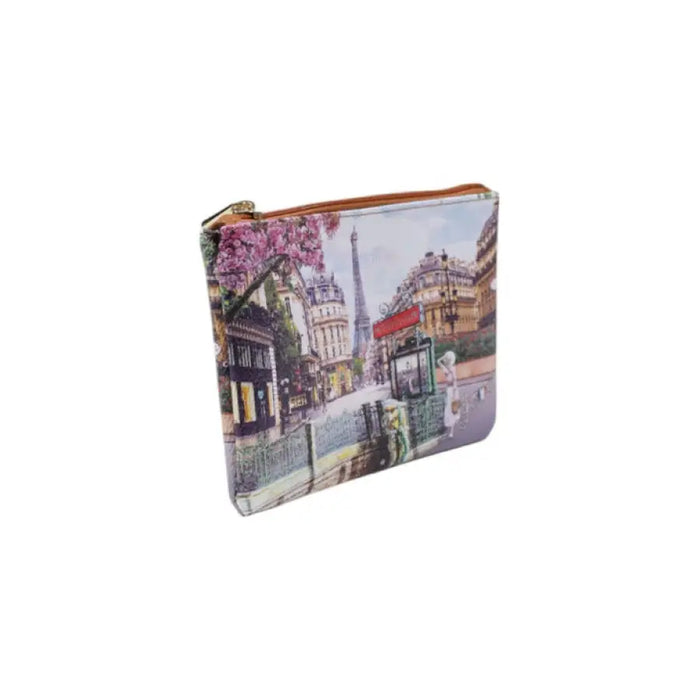 Paris-themed zippered coin purse featuring iconic landmarks and vibrant colors
