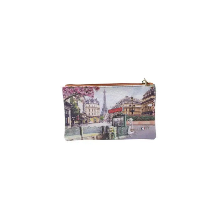 Paris themed zippered pouch featuring iconic Parisian landmarks and elegant design