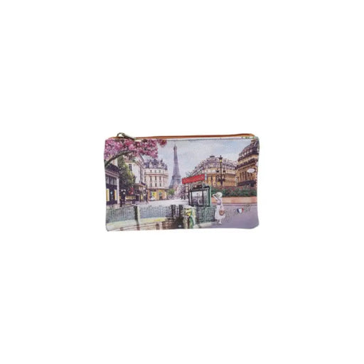 Paris-themed zippered pouch featuring iconic landmarks and stylish design elements