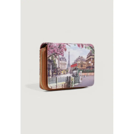 Paris Themed Zippered Wallet featuring elegant designs of iconic Paris landmarks