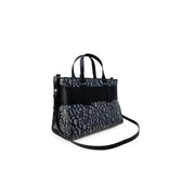 Patterned black and gray tote bag displayed for Armani Exchange product listing