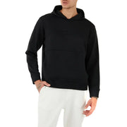 Sweat-shirt à capuche noir en coton pour homme Paul and Shark, avec logo texturé discret et poignets côtelés sur la poitrine.