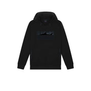 Sweat à capuche Paul and Shark pour homme, en coton noir, avec capuche zippée, poches latérales zippées et un discret écusson silhouette de requin.