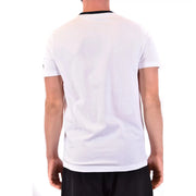 T-shirt Paul and Shark pour homme, en coton blanc, avec col et poignets côtelés noirs, coupe classique et manches courtes.