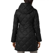 Peuterey women black down filled blazer with hood and diagonal stitching pattern in quilted design