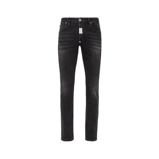 Philipp Plein black stretch cotton slim fit jeans for women with subtle fading details