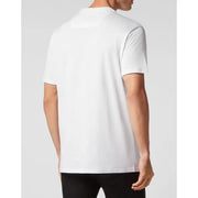 Philipp plein hommes t-shirt T-shirt blanc à manches courtes et col rond en coton, vue de face