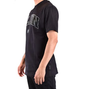 T-shirt noir à manches courtes Philipp Plein pour homme t-shirt avec un motif graphique blanc vieilli et un petit logo sur la poitrine gauche