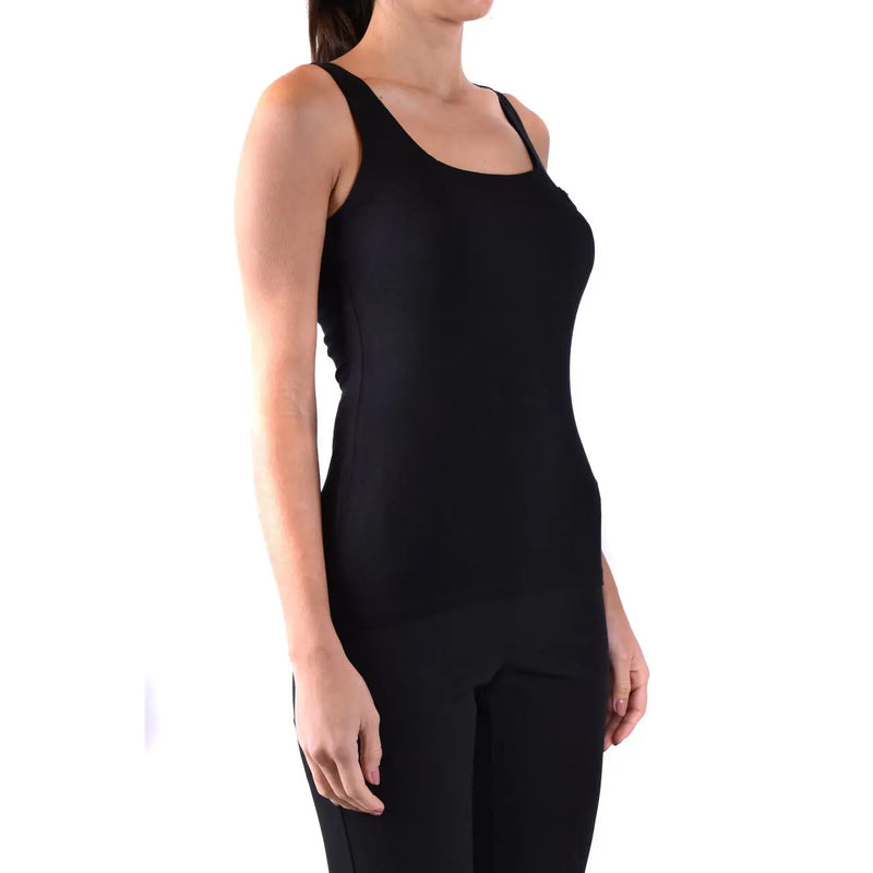 Débardeur noir sans manches top avec une encolure carrée et une silhouette ajustée en coton de la collection femme Philipp Plein