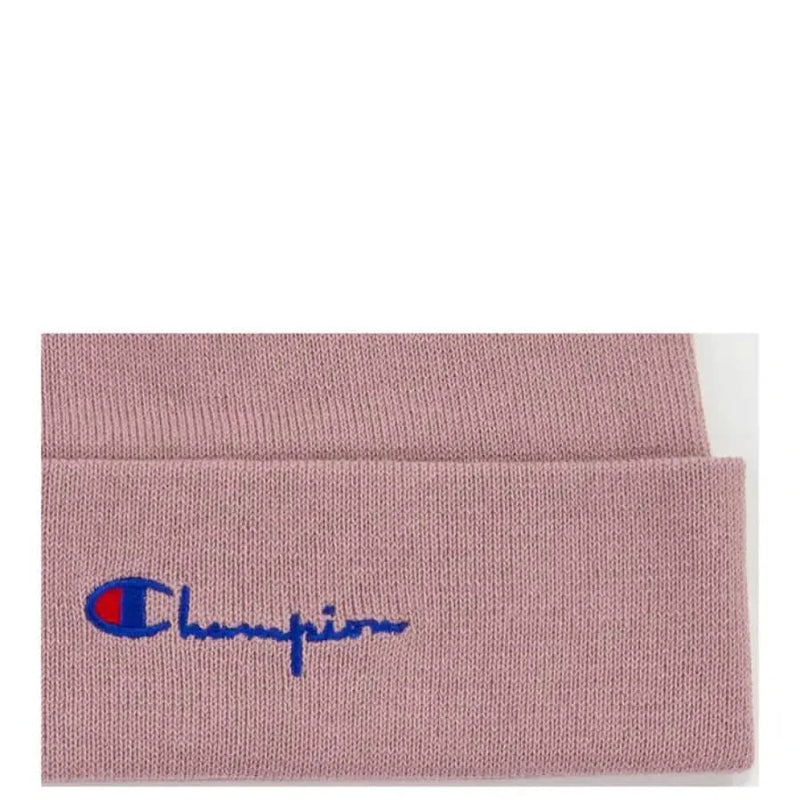 Pink Champion beanie, a stylish accessory made of 100% polyester for women