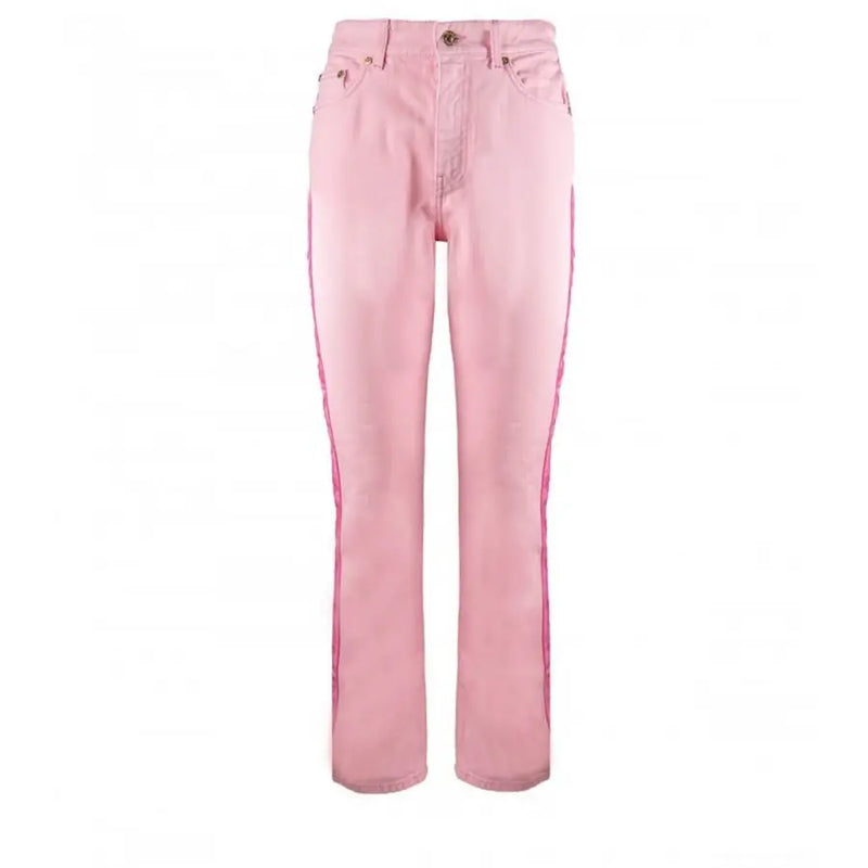 Pink Chiara Ferragni women’s jeans with darker pink side stripes for spring summer fashion