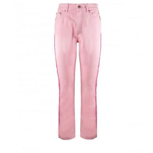 Pink Chiara Ferragni women’s jeans with darker pink side stripes for spring summer fashion