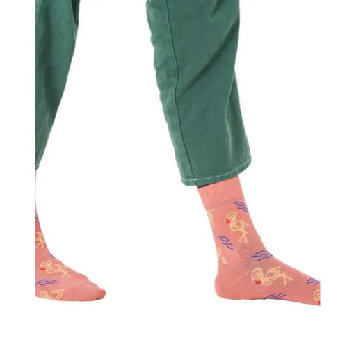 Salmon Colored Flamingo Socks featuring vibrant pink flamingos design on soft fabric