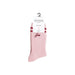 Pink Guess ribbed socks with maroon and red stripes displayed in a product image