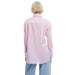 Pink long-sleeved floral print button-down shirt displayed in a product image