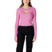 Pink ribbed knit top with chest cutout for women, stylish and comfortable apparel
