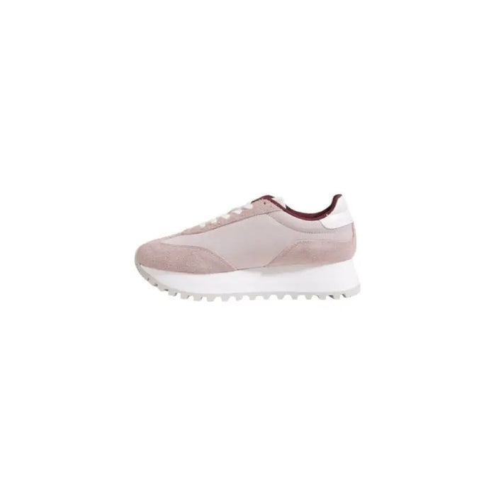 Pink and white running shoe from Pink and White Sneaker collection displayed clearly