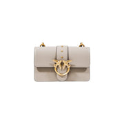 Pinko Sac bandoulière en polyuréthane beige avec fermoir oiseau doré
