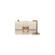 Pinko Sac bandoulière en polyuréthane beige avec fermoir oiseau doré