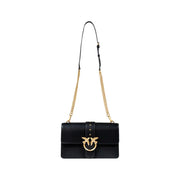 Pinko Sac bandoulière en polyuréthane noir avec fermoir oiseau doré