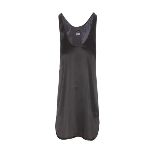 Pinko black satin tank dress with soft sheen and relaxed fit