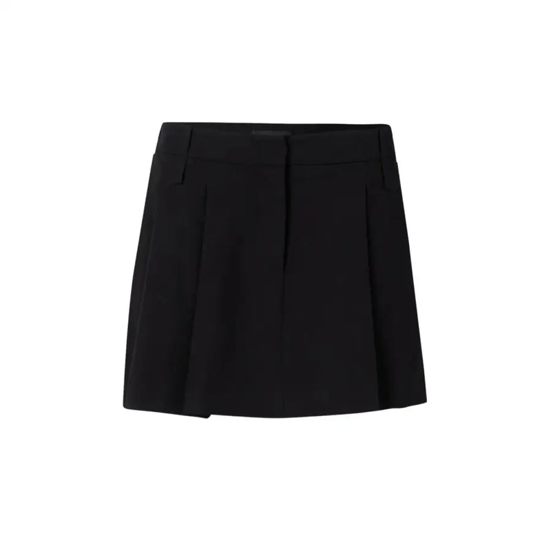Pinko Mini-jupe plissée noire avec ceinture tailleur et plis structurés
