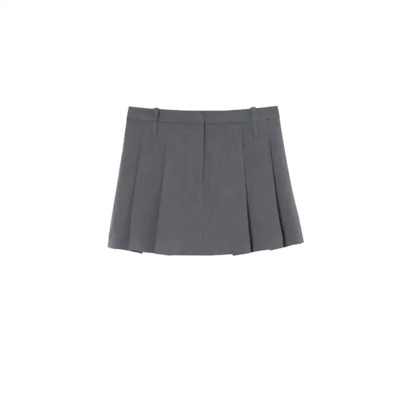 Pinko grey women’s pleated mini skirt in dark gray with tailored waistband from spring summer collection