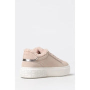 Pinko Pink suede platform sneakers for women with pink lining and silver heel stripe