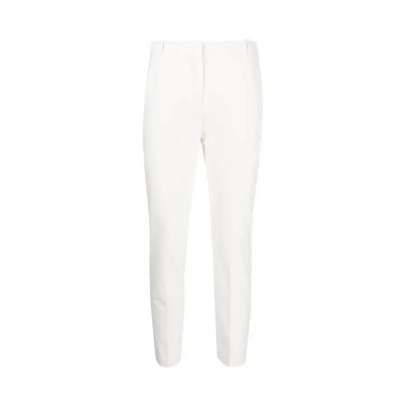 Pinko white tailored trousers for women with a clean straight-leg cut and subtle front creasing fall winter collection