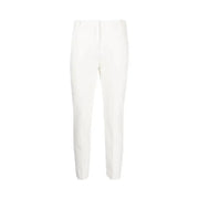 Pinko white plain trousers for women with straight-leg cut and subtle creasing