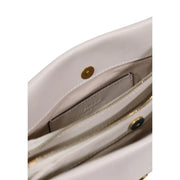 Pinko white leather shoulder bag with zip closure gold-tone hardware and branded interior label