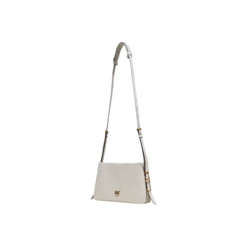 Pinko white off-white leather crossbody bag with zip closure gold-tone hardware and minimalist design interior pocket