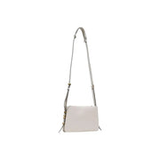 Pinko white shoulder bag in sleek off-white leather with zip closure, interior pocket, and adjustable crossbody strap