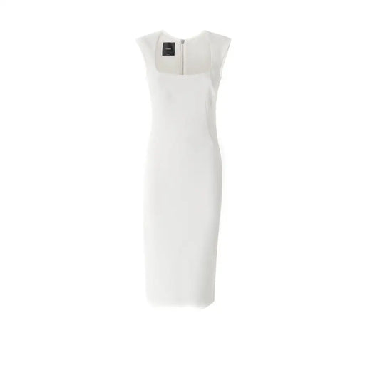 White square-neck sheath dress with cap sleeves from Pinko for fall winter collection