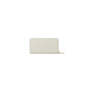 Pinko Portefeuille femme en cuir beige avec fermeture éclair, design minimaliste et tirette dorée discrète, dimensions : 10 x 20 x 2,5 cm