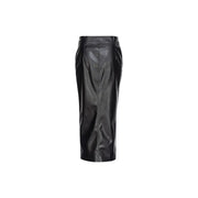 Pinko women black polyester skirt with sleek high-waisted design and subtle front seam detailing and front pockets