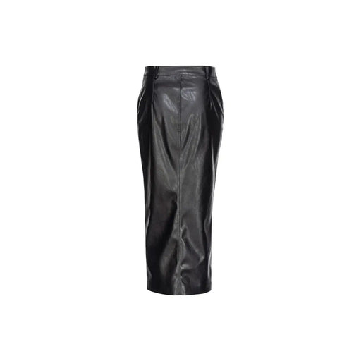 Pinko Jupe noire en polyester pour femme, coupe taille haute élégante, coutures discrètes sur le devant et poches avant.