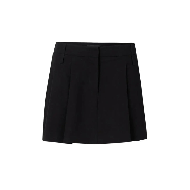 Pinko women black pleated mini skirt with tailored waistband and structured folds in polyester blend fabric