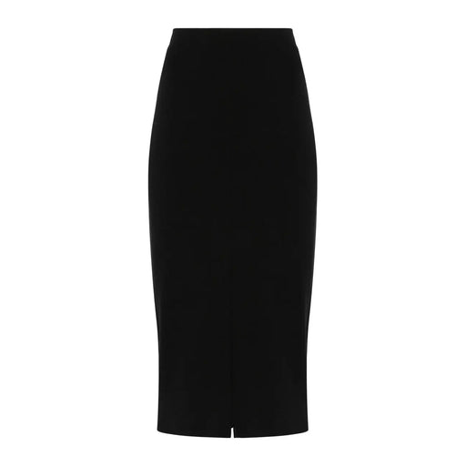 Pinko Jupe midi taille haute en viscose noire pour femme, coupe ajustée et fermeture éclair sur le devant