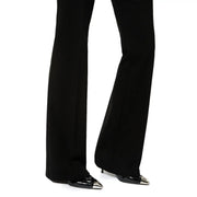 Pinko Pantalon noir en viscose pour femme, coupe slim, évasé et légèrement brillant, idéal pour l'automne-hiver.