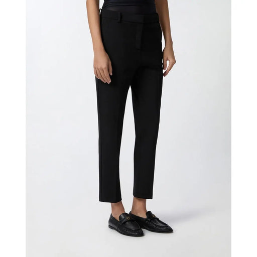 Pinko Pantalon tailleur noir en viscose pour femme, coupe slim, jambe droite élégante et ceinture dissimulée, idéal pour le printemps et l'été.