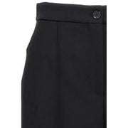 Black wool blend shorts with a single button closure at the waist for women