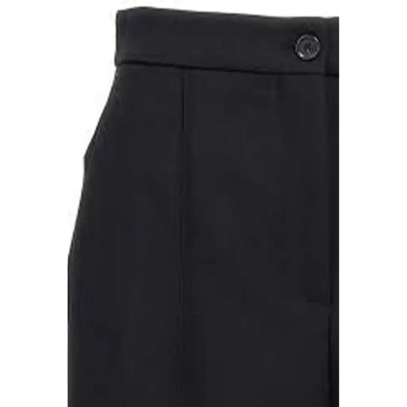 Black wool blend shorts with a single button closure at the waist for women