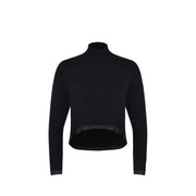 Pinko Pull court à col roulé en laine noire pour femme, manches longues et ourlet légèrement texturé.