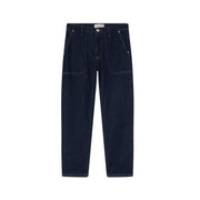 Pinko Jean en coton bleu pour femme, en denim stretch bleu indigo foncé, coupe droite et poches avant proéminentes.