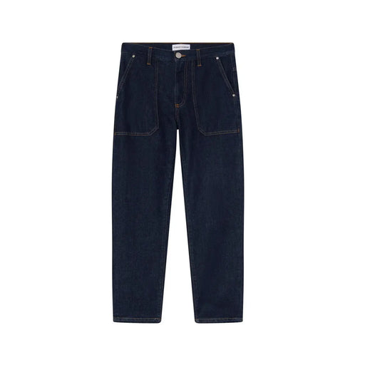 Pinko Jean en coton bleu pour femme, en denim stretch bleu indigo foncé, coupe droite et poches avant proéminentes.