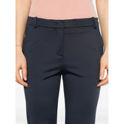 Pinko Pantalon slim en viscose bleue pour femme, coupe droite tailleur bleu marine foncé et ceinture structurée